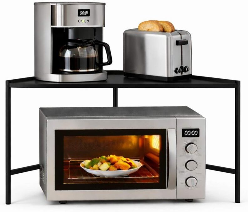 DanDiBo Mikrowellenregal Eckregal Küche Stehend Arbeitsplatte 72x72 cm Schwarz 2 Stufig 96688 Mikrowellen Regal Küchenre...