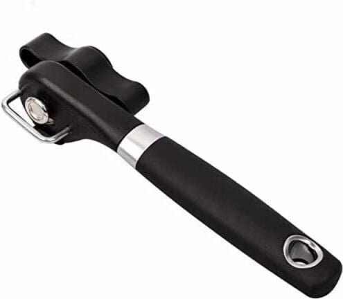 1 x Sicherheitshandbuch-Dosenöffner, schwarz, Edelstahl-Dosenöffner, ergonomisches, rutschfestes Design, glatte Kanten, ...