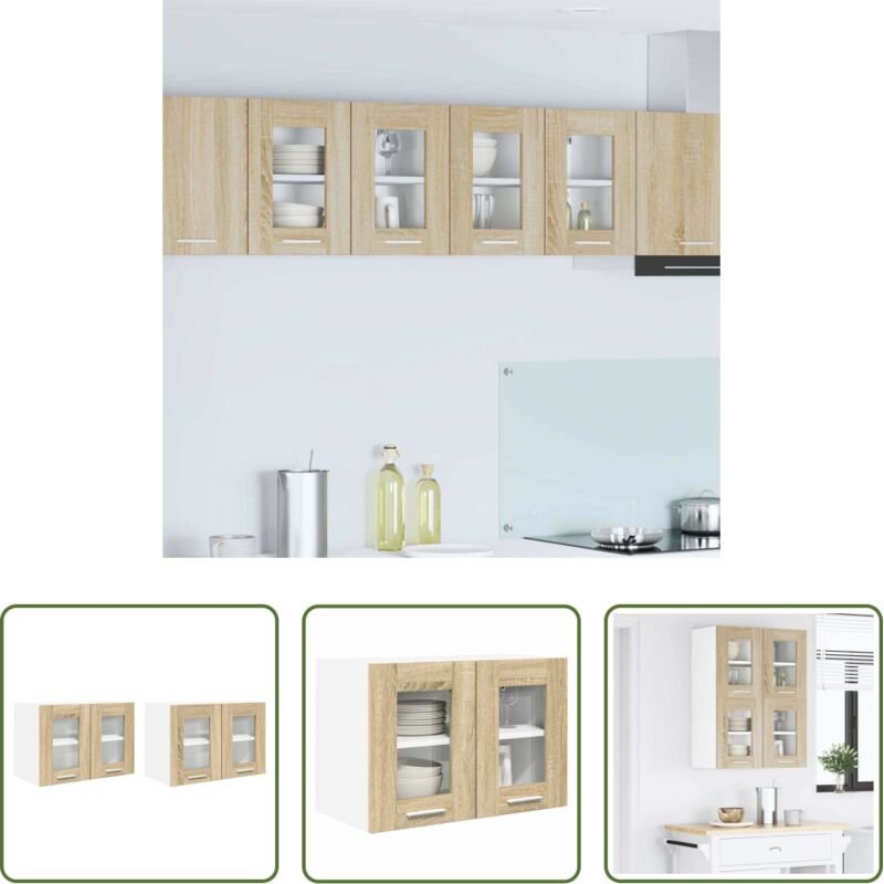 vidaXL Holzschrank - Hängeschrank 2 pcs Sonoma-Eiche 60 x 31 x 40 cm Holzwerkstoff