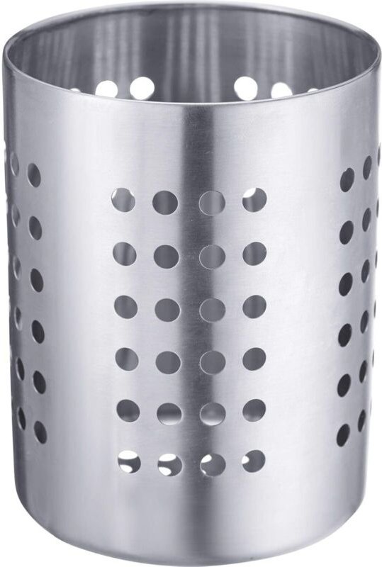 Besteckablage/Küchenutensilienhalter, rund, Durchmesser: 10 cm, Höhe: 13 cm, Edelstahl, Silber
