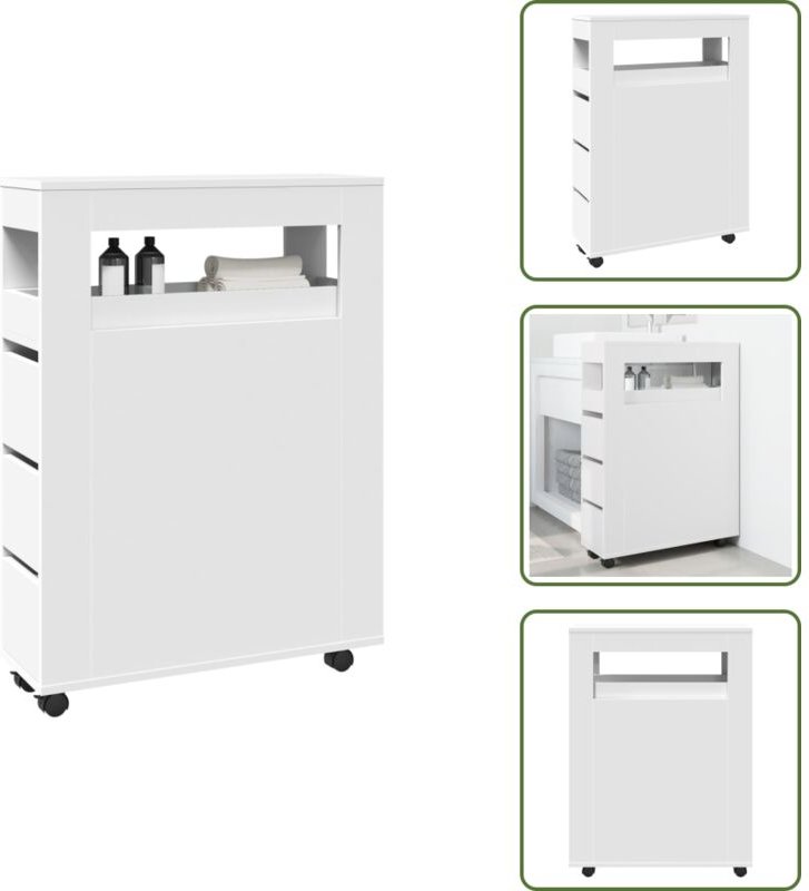 Schrank für Bad - vidaXL Badschrank Schmal mit Rollen Weiß Holzwerkstoff - Schrank für Küche