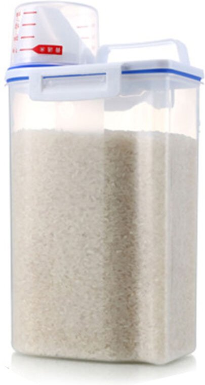 2 kg luftdichtes Fass zur Reisaufbewahrung, BPA-freier Behälter mit Messdeckel für Getreide und Mehl