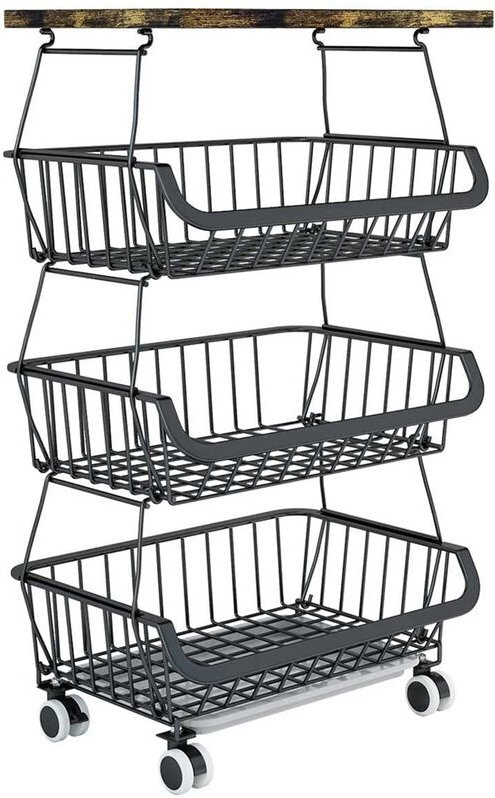 Haloyo - Küchenwagen Servierwagen Rollaufbewahrung Obst Gemüse Körbe 4 Etagen 4030 72 cm rollbar