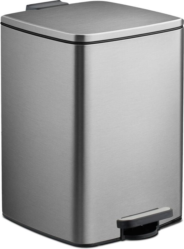 Relaxdays Mülleimer Küche, 20 Liter, entnehmbarer Inneneimer, Fußpedal, mit Müllbeutel, Tretmülleimer, Eisen, silber