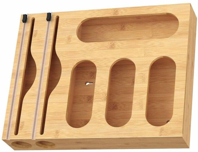 Bambusfolienhalter mit Schneidevorrichtung - Wand- oder Schubladenmontage