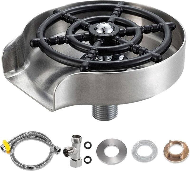 Automatischer Gläserspüler für die Spüle, Gläserspüler aus Edelstahl, Tassenreiniger, Zubehör für Zuhause, Bars und Rest...