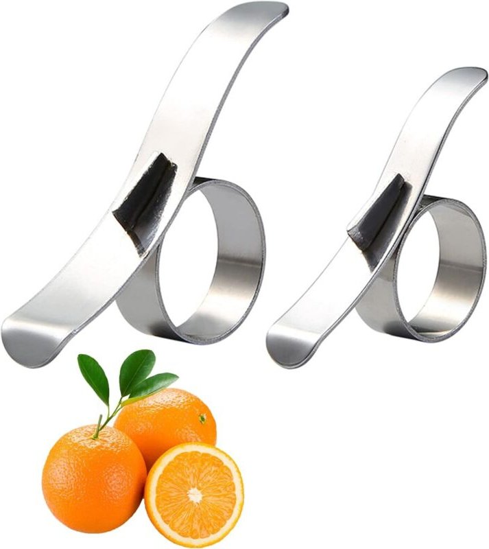 Orangenschäler, Zitrusschäler aus Edelstahl, einfacher Orangenschäler und -schneider, Küchenhelfer, 2-teiliges Set (groß...