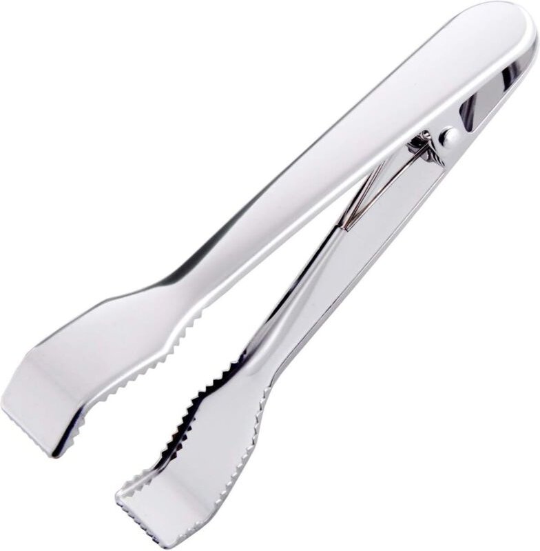 Eisbehälter mit Eiszange aus Edelstahl, geeignet für Eiswürfel, Teepartys, Cafés und Bars (17,5 x 2,8 x 2,4 cm).