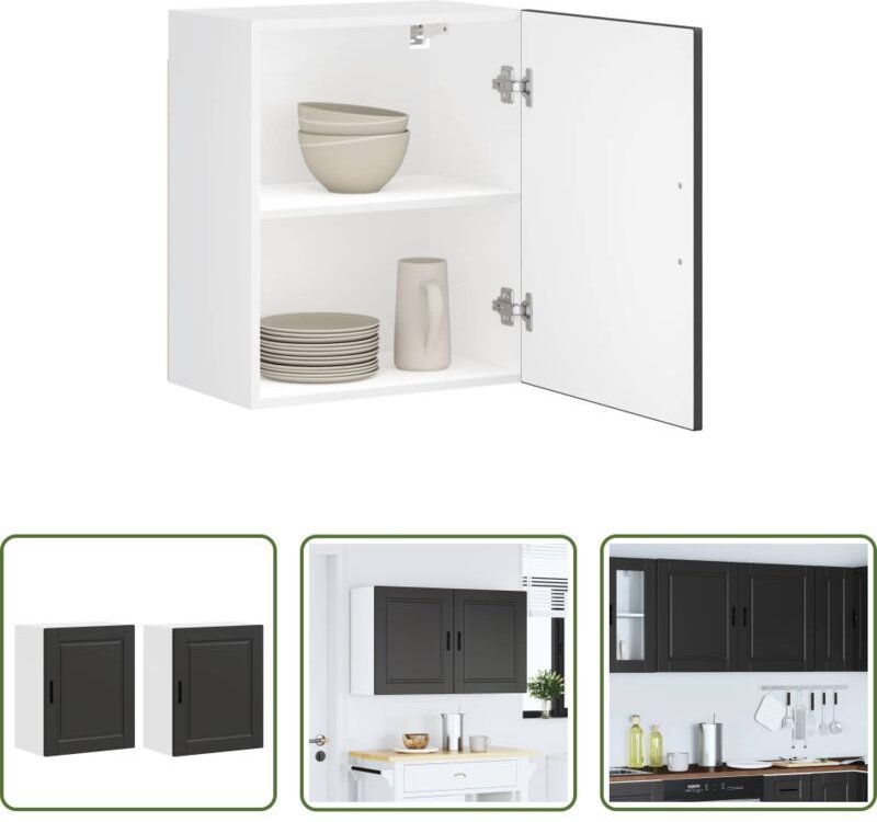 Holzwerkstoff - Küchen-Hängeschränke 2 Stk. Porto Schwarz Holzwerkstoff