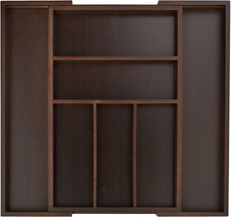 Relaxdays - Besteckkasten Schublade, ausziehbar, var. Breite, 5 - 7 Fächer, Bambus Organizer, hbt: 5x48x46cm, dunkelbrau...