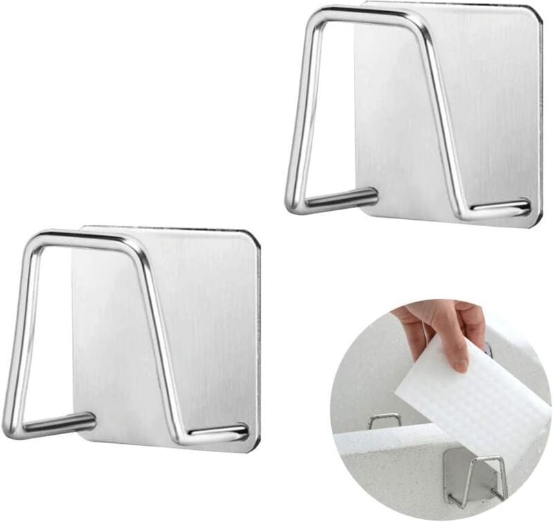 Ersandy - Stück selbstklebender Schwammhalter ohne Bohren, Schwammhalter für Küchenspüle, 304 Edelstahl, selbstklebende ...