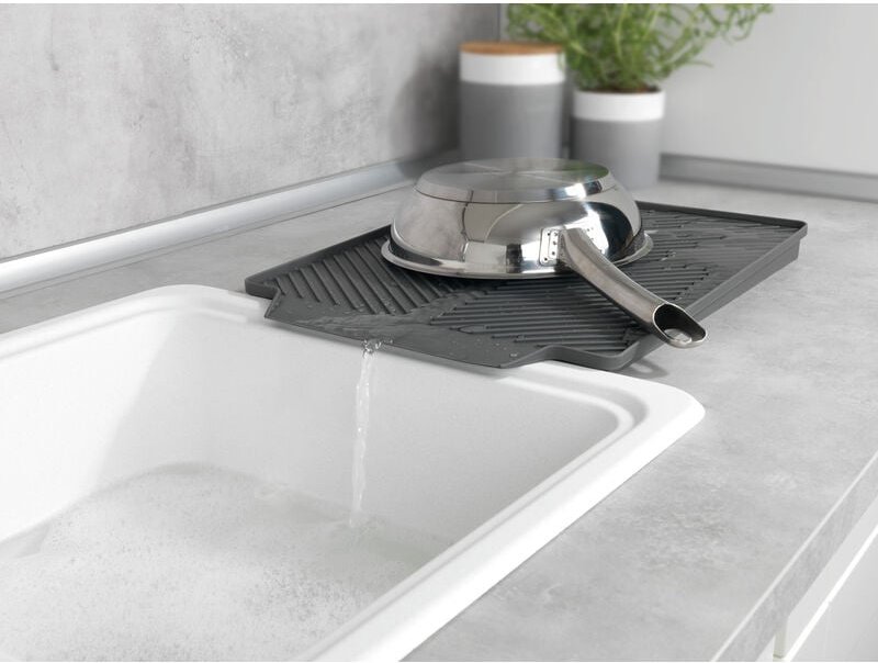 Thumbnail - Abtropfmatte Linea Grau, 40 x 3 x 30 cm, Grau, Kunststoff (tpr) grau - grau - Wenko