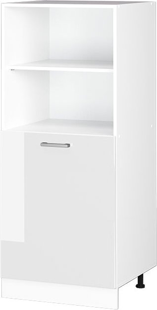 Hochschrank R-Line, Weiß Hochglanz, 60 cm mit offenen Regalen, und Tür, Vicco