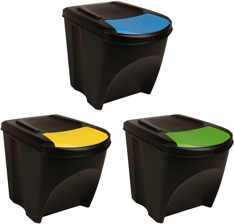 Stapelbare Mülleimer 3 Stk. Anthrazit 75 l Vidaxl