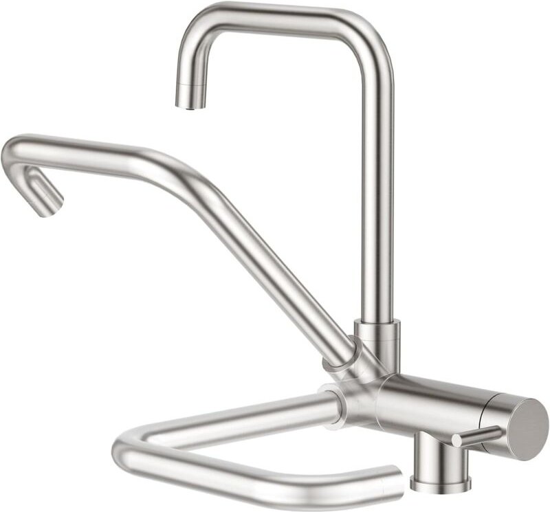 3-Wege-Küchenarmatur, 360° schwenkbar, 3-in-1-Wasserfilterhahn, Trinkwasserhahn mit 2 Strahlarten, Edelstahl, gebürstet