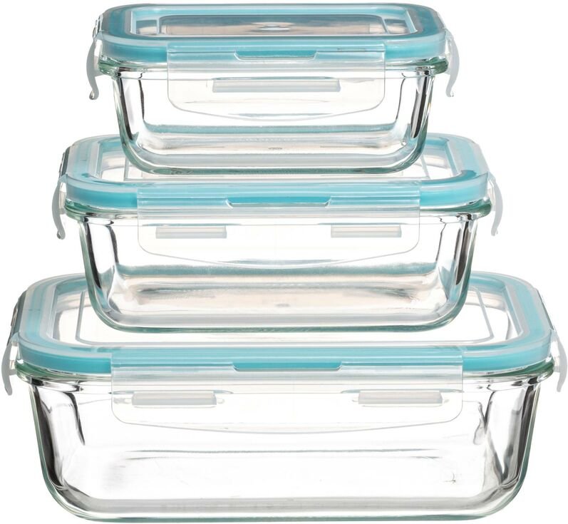 5five Simply Smart - 3 rechteckige aufbewahrungsdosen clipeat glas - 5five