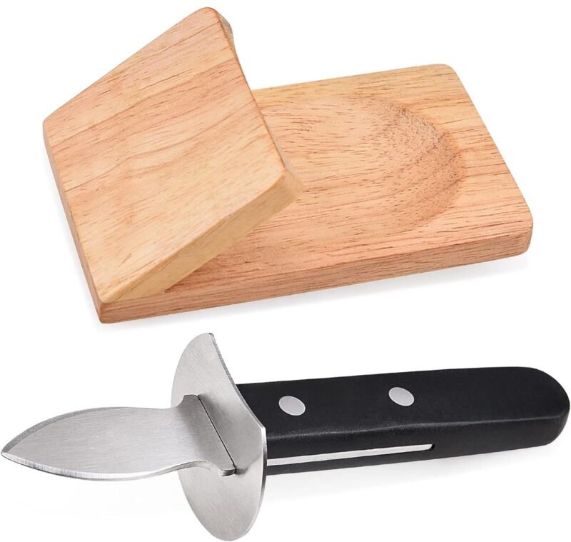 Austernöffner-Set – Edelstahlmesser für die Zubereitung von Meeresfrüchten – Schutzwerkzeug zum Öffnen von rohen Muschel...