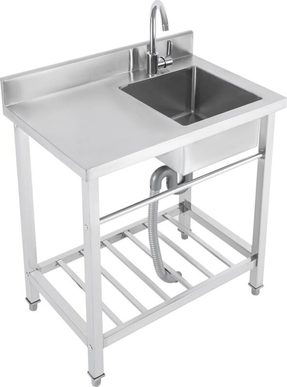 Freistehende Küchenspüle Edelstahl Spülbecken Spültisch KüchenspüLe mit Unterschrank 1 Becken Waschbecken Gewerbliche Sp...