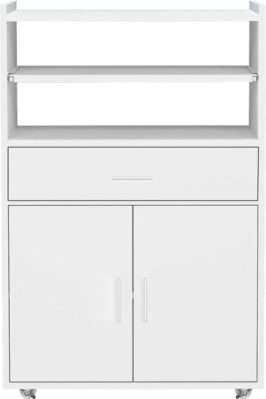 Ebuy24 - Kiola Küchenmöbel auf Rollen 2 Türen, 1 Schublade, 2 Ablagen weiß.