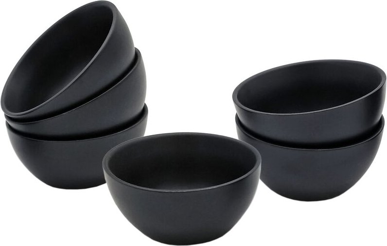 Spetebo - Keramik Dip Schale schwarz matt - 6er Set - Snack Saucen Schüssel - Dessertschälchen Servierschale klassisch