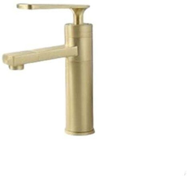 Ulisem - Badezimmer-Waschtischarmatur aus gebürstetem Goldmessing, Einhebel-Waschtischarmatur, Mischbatterie für Kalt- u...