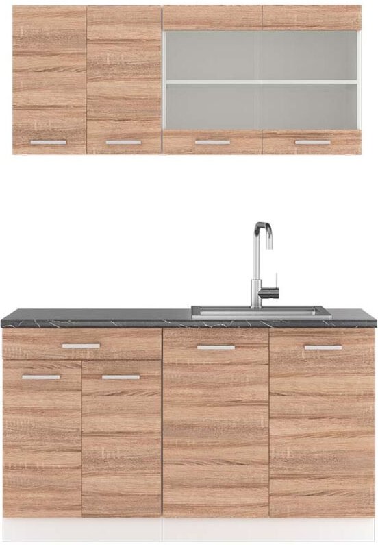 Vicco - Singleküche R-Line, Sonoma/Weiß, 140 cm , ap Anthrazit