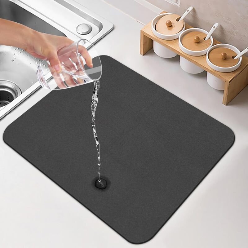 Saugfähige Trockenmatte 40×30 cm, Kaffeemaschine, schnelltrocknend, Küche.