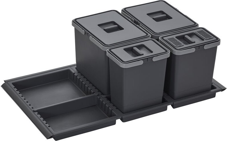 Abfallsammler Metropolis 15+15+6+6L mit Deckel Müllsystem f. Auszug Korpusbreite 90 cm