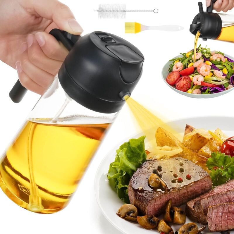 470ML Öl Sprühflasche, 2 in 1 Ölspender und Ölsprüher, Ölsprüher für Speiseöl, Sprühflasche für Olivenöl, Cooking Oil Sp...