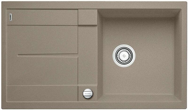 Metra 5 - Silgranitspüle, 86x50 cm, mit Ablaufsystembedienung, Tartufo 517348 - Blanco