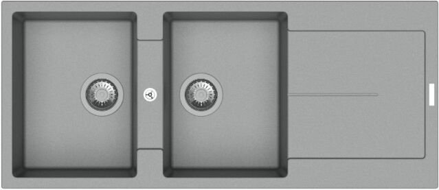 Enigma D200 2-Becken-Spüle und verchromter Abtropffläche