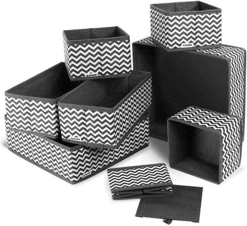 Boite Rangement, 8pcs Boîtes de Rangement Ouvertes en Textile Non-Tissé, Tiroir en Tissu,Cube de Rangement Pliable Coffr...
