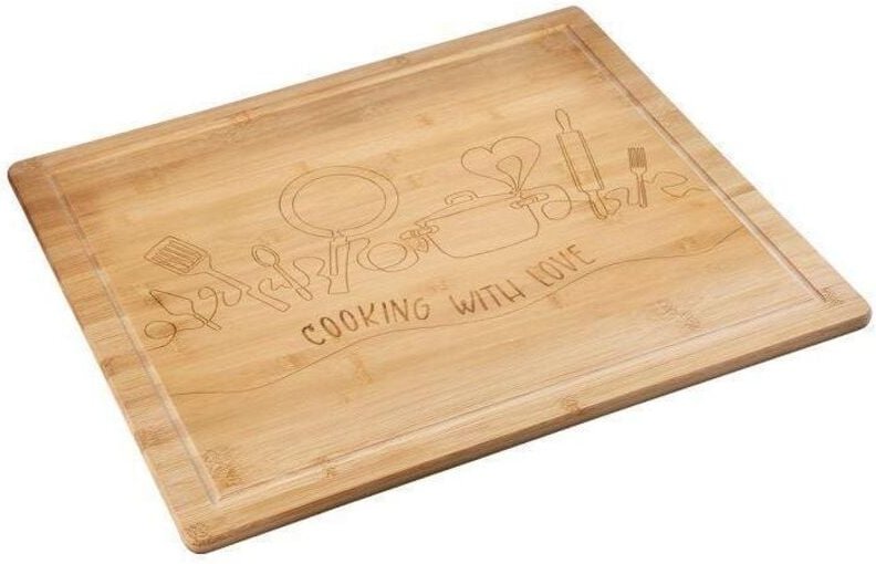 Schneide/Abdeckplatte, love, Bambus