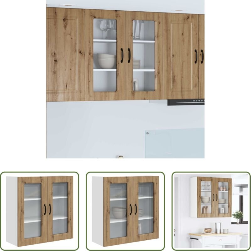 Küchenregal Holz - Küchenschrank mit Speicher Kalmar Artisan-Eiche 80 x 31 x 80 cm