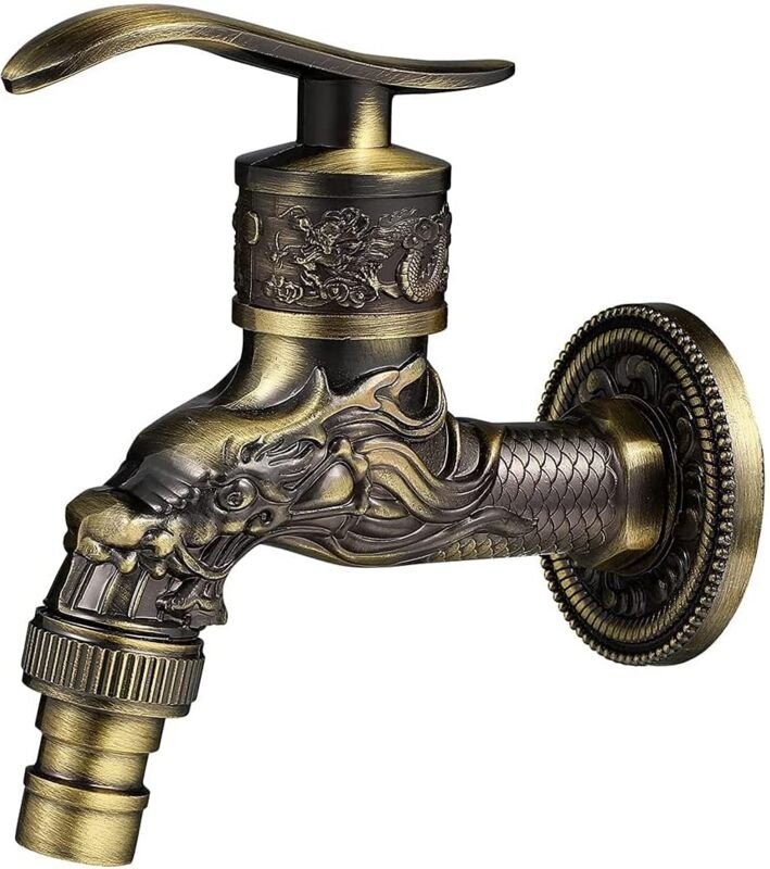 Gotrays - Retro-Wasserhahn aus Messing zur Wandmontage, G1/2'-Gartenwasserhahn für den Außenbereich, Wasserhahn aus anti...