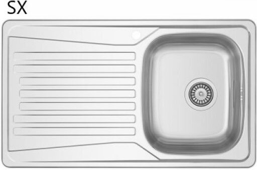 Einbauspüle aus Edelstahl 86x50 cm mit Abtropffläche links