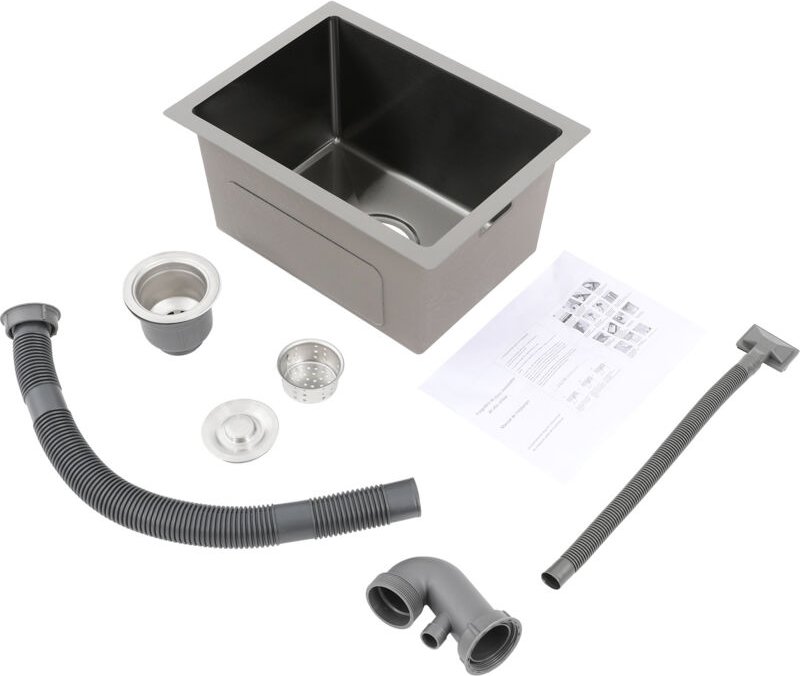 Küchenspüle 30 x 40 cm aus Edelstahl 304 Quadratische Küchenspüle mit Siebkorb und Überlauf, kleine Küchenspüle für 40 c...