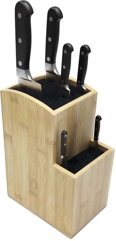 Messerblock aus Bambus, 2-stöckig mit Borsteneinsatz
