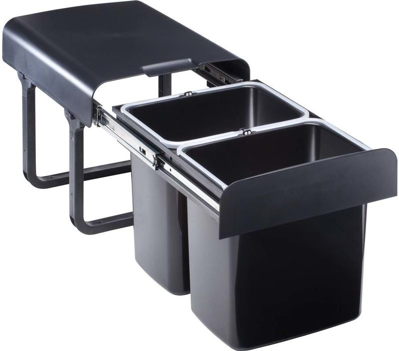 Victory - Quellmalz Einbau-Abfallsammler EKKO.20 - 32 Liter (2x16 Liter), schwarz, ab 40er Schrankbreite, mit Vollauszug