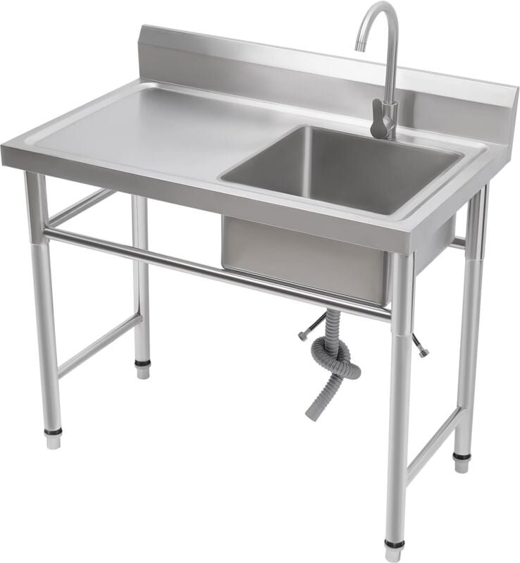 Edelstahl Küchenspüle Spültisch 1 Becken Rechts Gastrospüle Waschtisch Multifunktionswaschtisch Edelstahl Waschtisch Spü...