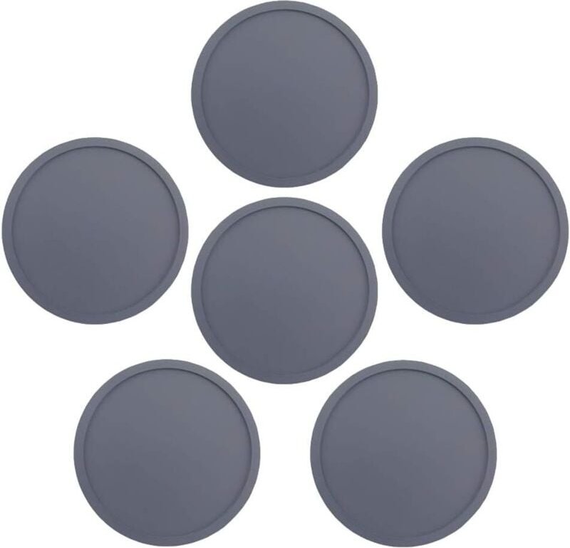 6 Stück Silikon-Untersetzer, rutschfest, waschbar, für Zuhause und draußen, Grau
