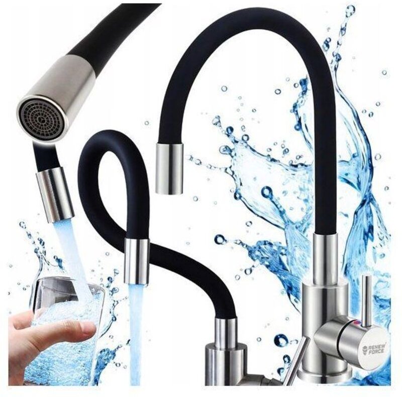 Küchenarmatur - KEANOVA - SP-FLEX-B5 - 360° Schwenkbarer Auslauf - Schwarz Design - 60 cm