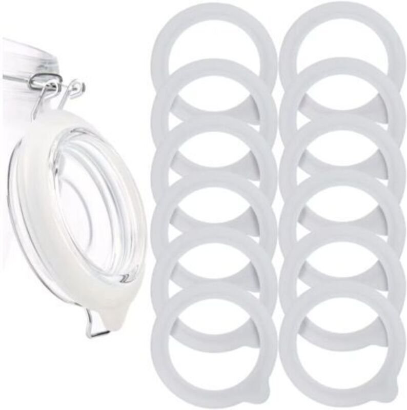 12 Stück Ersatz-Silikon-Glasdichtungen, luftdichte Silikondichtungen, Dichtungsringe für Einmachglas-Deckel, normale Glä...