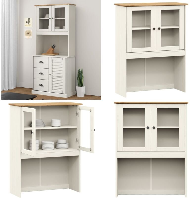 Vidaxl - Sideboard-Aufsatz vigo Weiß 78x30x100 cm Massivholz Kiefer - Sideboard Aufsatz - Vitrinenschrank - Regal - Wohn...