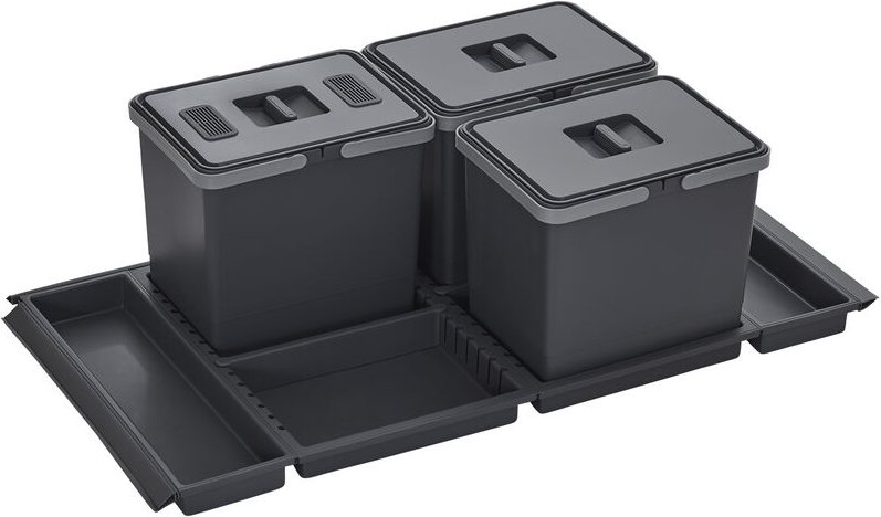 Abfallsammler Metropolis 15+15+15L mit Deckel Abfallsystem für Korpusbreite 100 cm