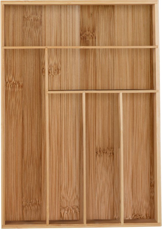 Relaxdays Besteckkasten, 6 Fächer, Bambus, Schubladenkasten für Besteck & Küchenutensilien, HBT: 5 x 30,5 x 43 cm, natur