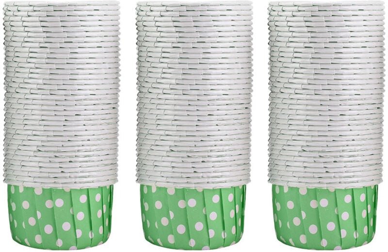 Mini-Papier-Cupcake-Förmchen, 100 Stück, runde Backförmchen, Muffinförmchen, für Zuhause, Hochzeit, Party (grüne Punkte)...