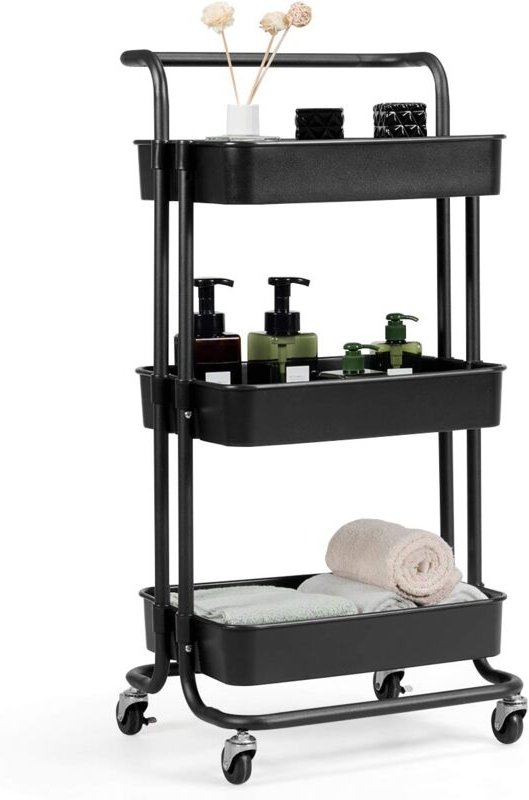 Servierwagen auf Rollen, Kuechenwagen Metall, Rollwagen 3 Regale, Allzweckwagen Beistellwagen Badwagen Kuechenrollwagen ...
