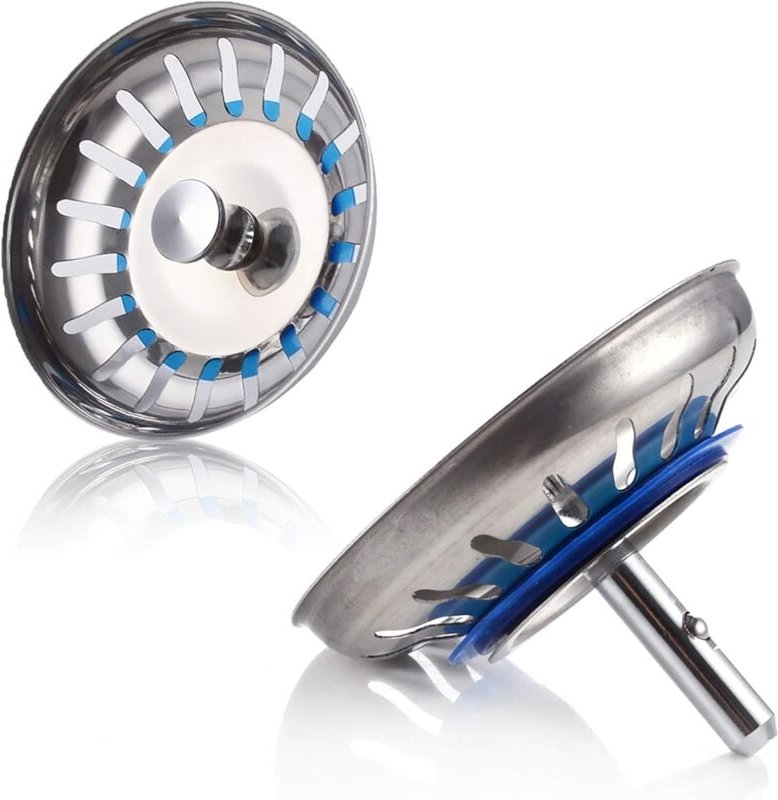 Spülbeckenfilter SUS304 Edelstahl Spülbeckenstopfen Küchenfilter Spülbeckenfilter Spülbeckenstopfen Spülbeckensiebkorb 2...