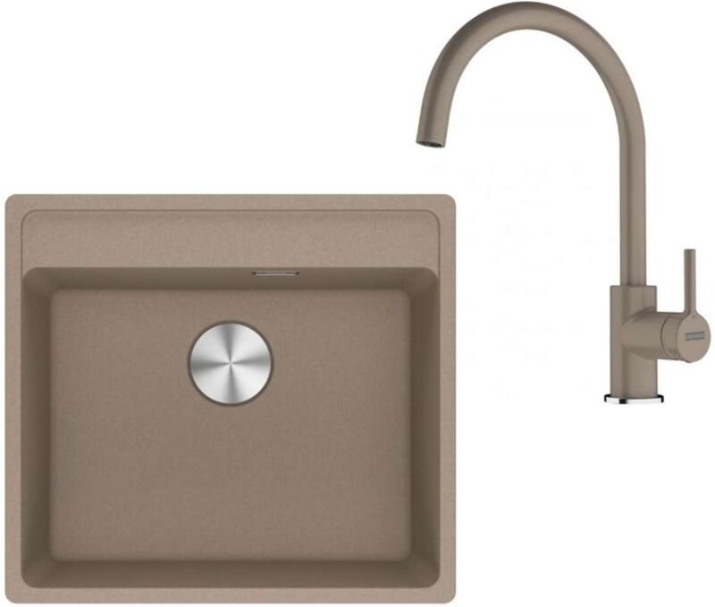 Franke - Sets - Küchenset G274KA, Fragranitspüle mrg 610-52 rtl und Armatur fc 6018.424, Kaschmir 114.0700.786